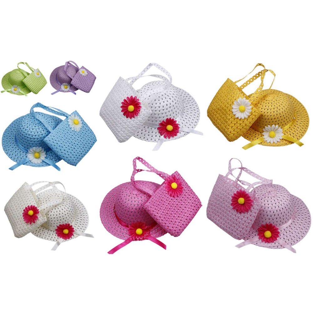 Children's sun hat female Sun Beach Hat Girl's summer baby Handbag + Set, Yellow 
Children's sun hat female Sun Beach Hat Girl's summer baby Handbag + Set, Yellow