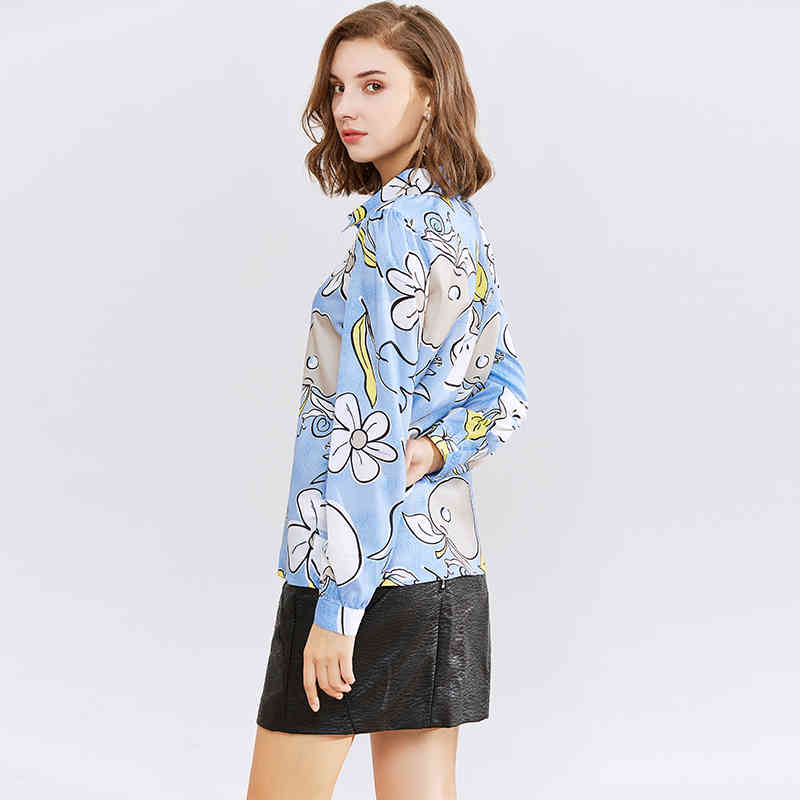 Women Shirts Blouses Long Sleeve Floral Print Blouse Casual Office Ladies Turn Down Collar Shirt Tunic Tops 210508