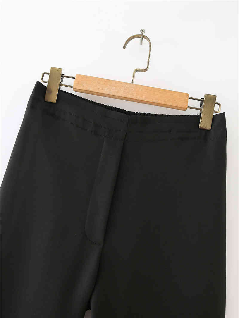 elegant women pocket straight trousers fashion ladies stylish high waist pants female vintage black pant girl chic 210430