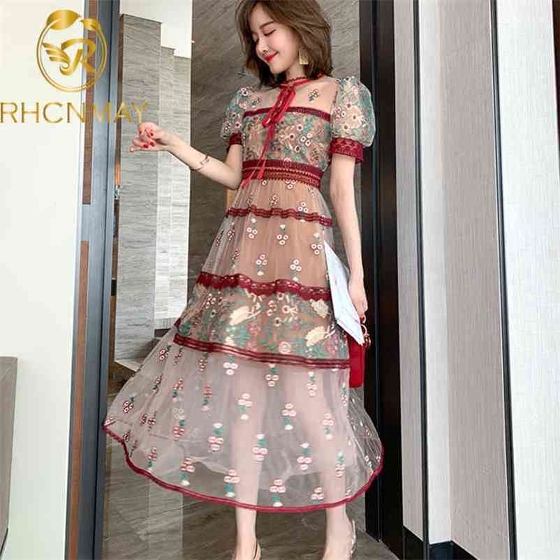 Runway Flower Embroidery Dress Women Short Sleeve O-Neck Bow Vintage Mesh Female Patchwork Lace Floral Mid Calf 210520, Picture color
Runway Flower Embroidery Dress Women Short Sleeve O-Neck Bow Vintage Mesh Female Patchwork Lace Floral Mid Calf 210520, Picture color
