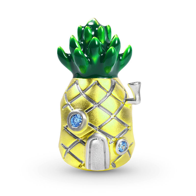 Fit Original Charm Bracelet 925 Sterling Silver Enamel Fruit Shape Pineapple House Bead For Making Women Necklace DIY Berloque