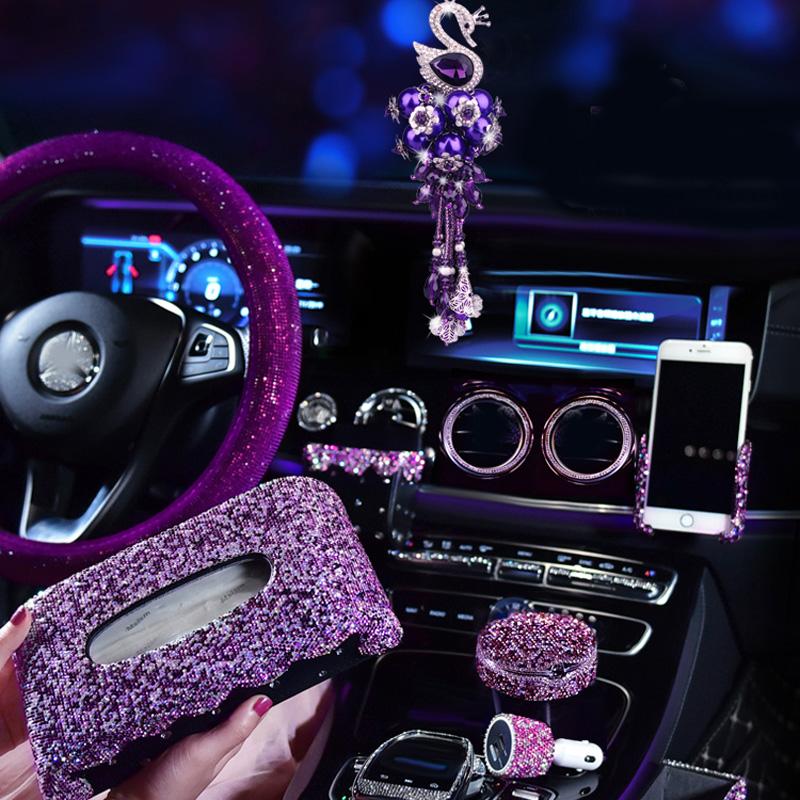 Interior Decorations Purple Crystal Car Ornaments Decoration Rhinestone Steering Wheel Cover For Girls Ashtray Pendant Accessories
Interior Decorations Purple Crystal Car Ornaments Decoration Rhinestone Steering Wheel Cover For Girls Ashtray Pendant Accessories