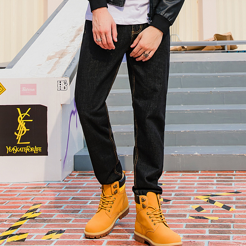 IEFB Spring Carp Embroidery Fashion Black Jeans Men's Chinese Style Personality Straight Tube Small Straight Leg Pants 9Y6012 210524