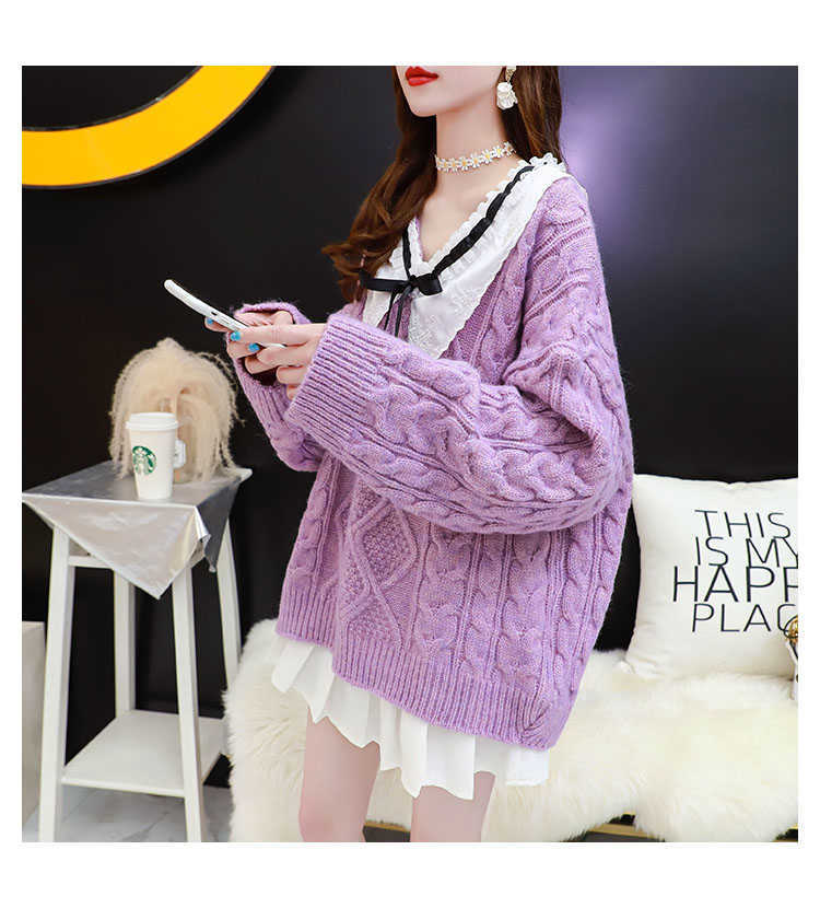 H.SA Women Sweater Jumpers Korean Fashion Turn Down Collar Pull Sweaters Knit Pullover Oversized Women Jumpers 210716