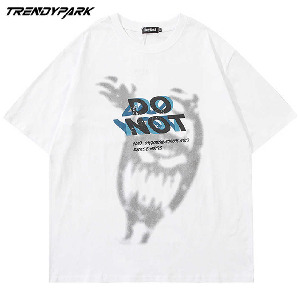 T-Shirts Hip Hop Funny Ghost Printed Cotton Tee Shirt Streetwear Harajuku Short Sleeve Casual Loose Tshirts Tops 210601