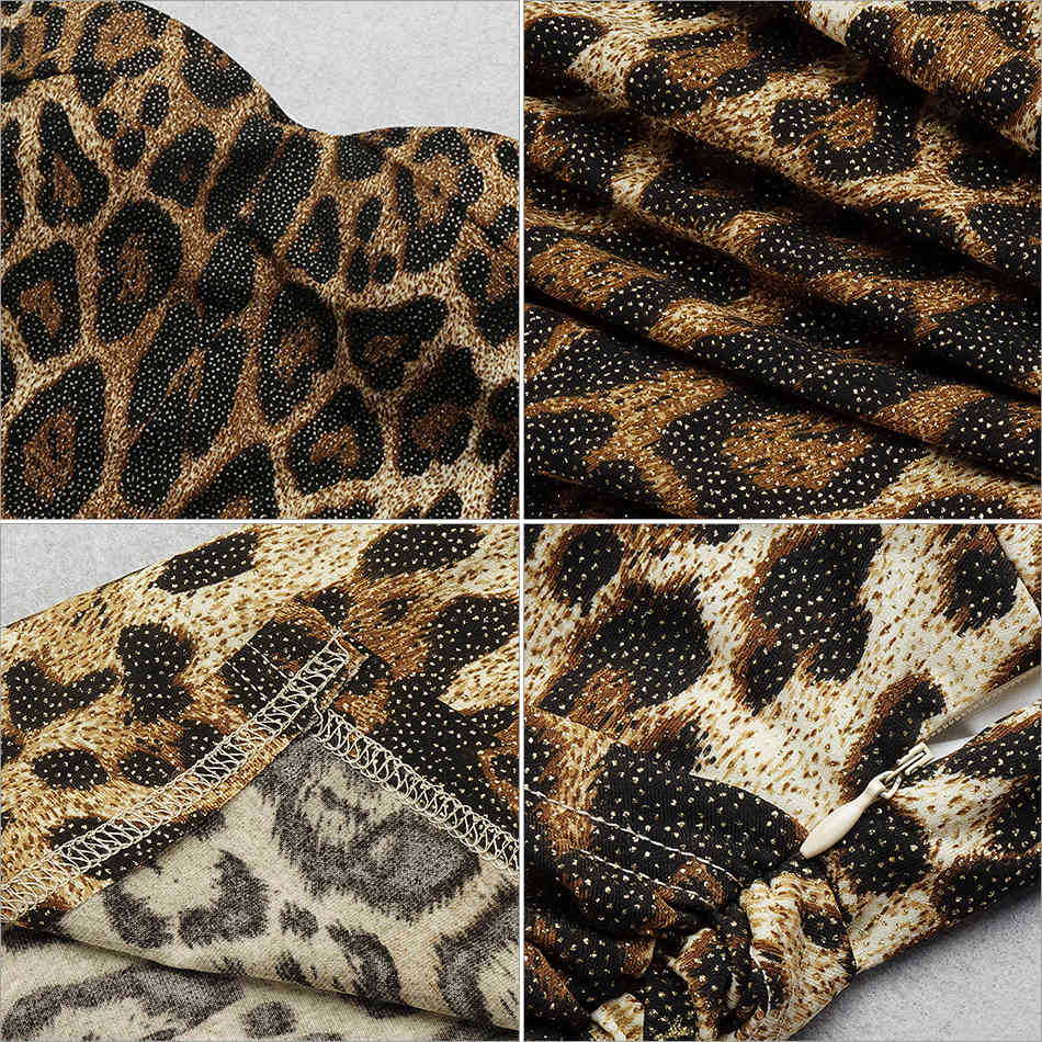 Winter Fashion One Shoulder Leopard Long Sleeve Dress Sexy Women Night Club Celebrity Evening Runway Party 210423