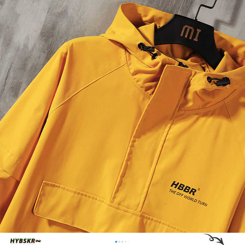 Hybskr Japanese Men Hoodes Jackets Streetwear Man Loose Casual Outwear Coats Hip Hop Men's Windbreaker Jacket Plus Size Man Tops 210818