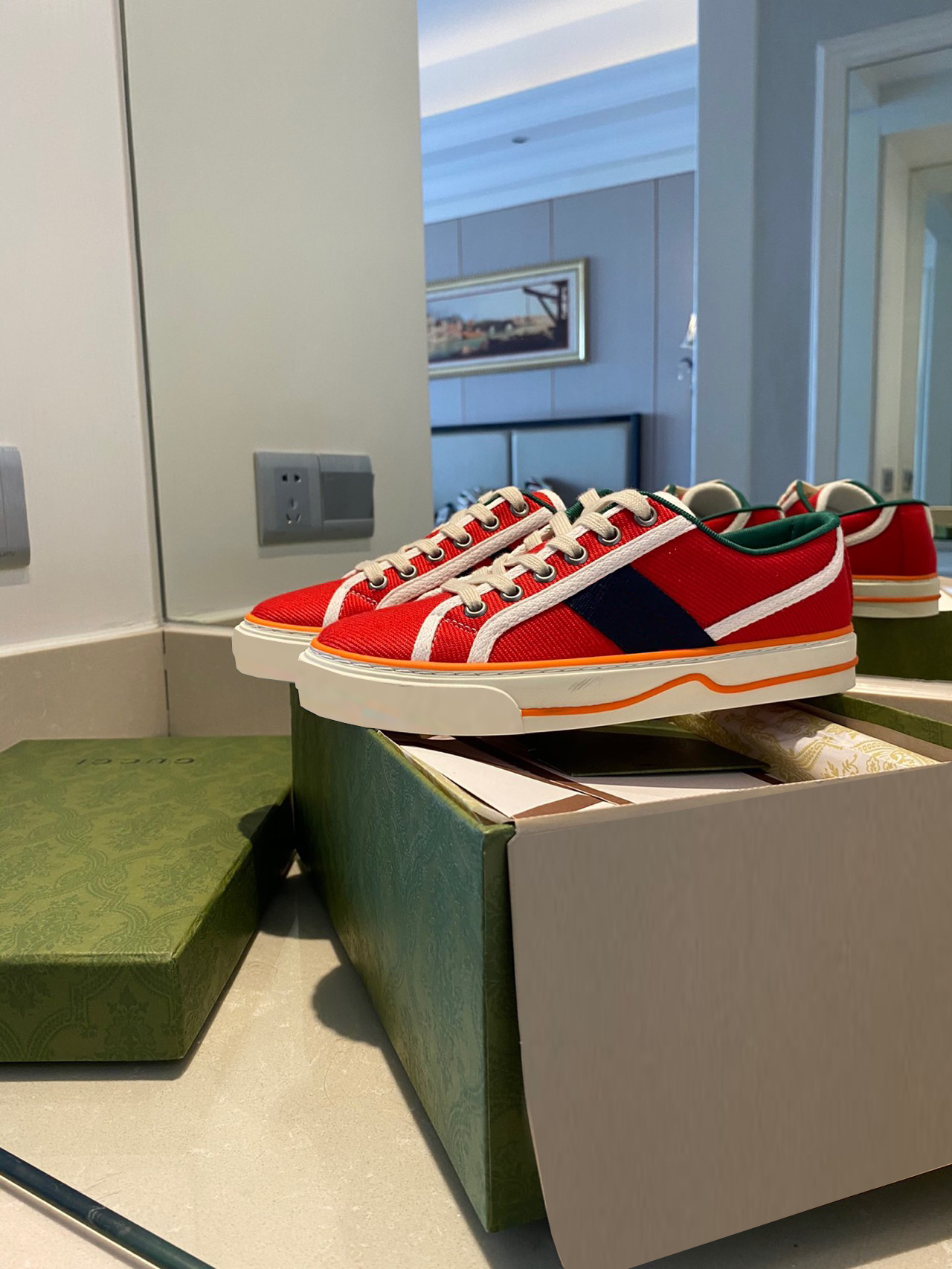 Tennis 1977 canvas casual shoes Italian green and red net stripe rubber shoes luxurys designer women's sole elastic cotton low top, Style 2
Tennis 1977 canvas casual shoes Italian green and red net stripe rubber shoes luxurys designer women's sole elastic cotton low top, Style 2