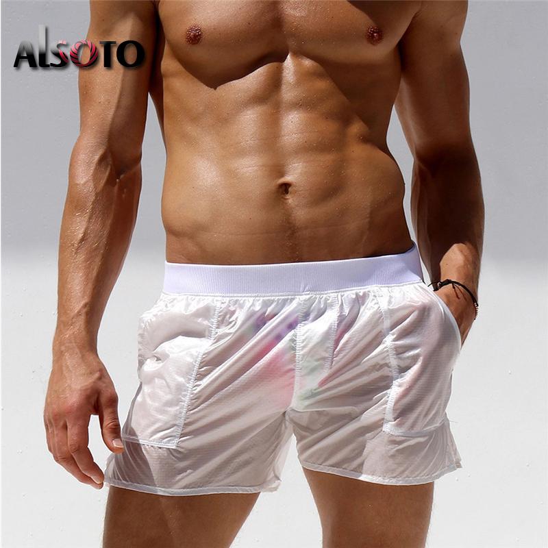 Men Transparent Shorts Bodybuilding Man Summer Gyms Workout Male Breathable Mesh Quick Dry Sportswear Jogger Beach Short Pants Men's