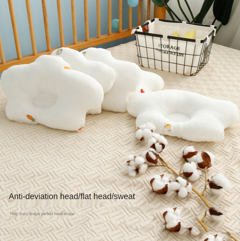 Newborn Pillows Cotton Gauze Infants: Head-deviation Prevention Correction Pillow for 0-2 years old
