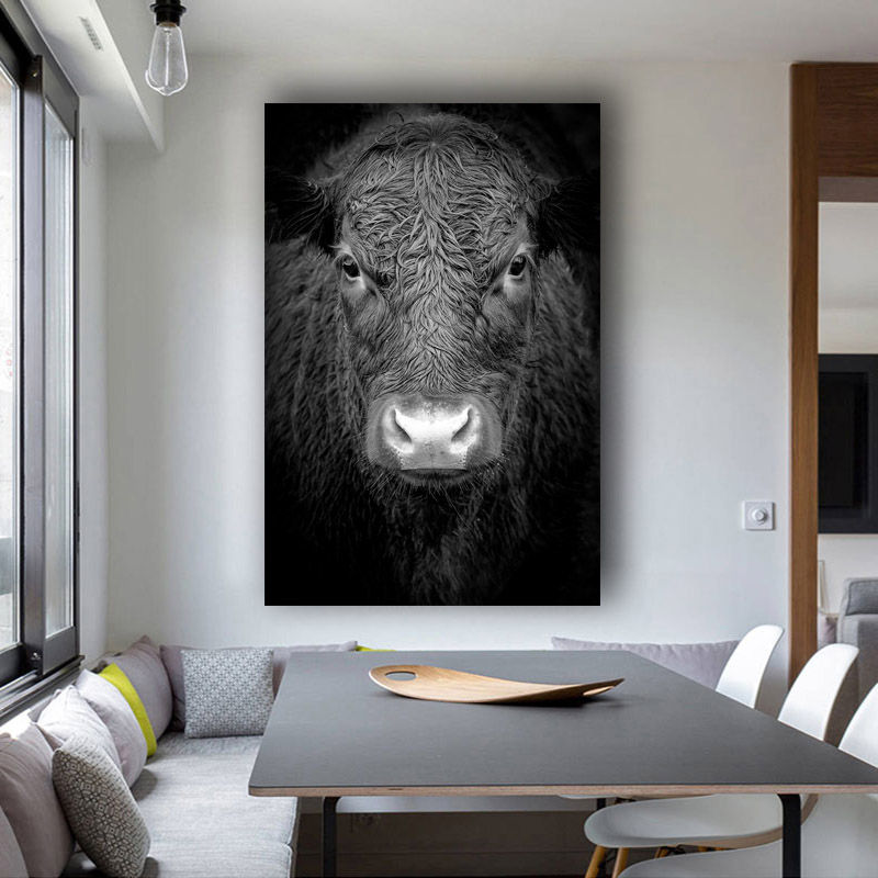 Animals Wall Art Black White Horse Cow Dogs Posters And Prints On Canvas Painting For Living Room Home Decor Cudros No Frame