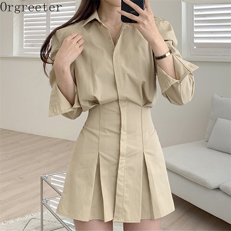 Chic Casual White Mini Shirt Dresses Elegant Lapel Single Breasted Long Sleeve Slim Folds Korean High Waist Ladies Short Dress 210602, Black
Chic Casual White Mini Shirt Dresses Elegant Lapel Single Breasted Long Sleeve Slim Folds Korean High Waist Ladies Short Dress 210602, Black
