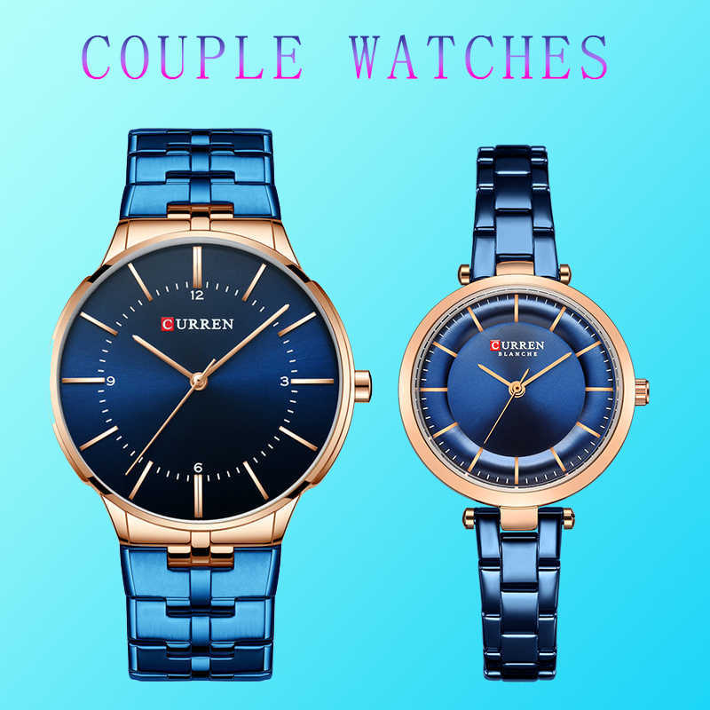 CURREN Couple Watches For Lovers Stainless Steel Minimalist Watch Men Women Relogio Masculino Business Waterproof Reloj Hombre 210707, 8333-rose-blue
CURREN Couple Watches For Lovers Stainless Steel Minimalist Watch Men Women Relogio Masculino Business Waterproof Reloj Hombre 210707, 8333-rose-blue