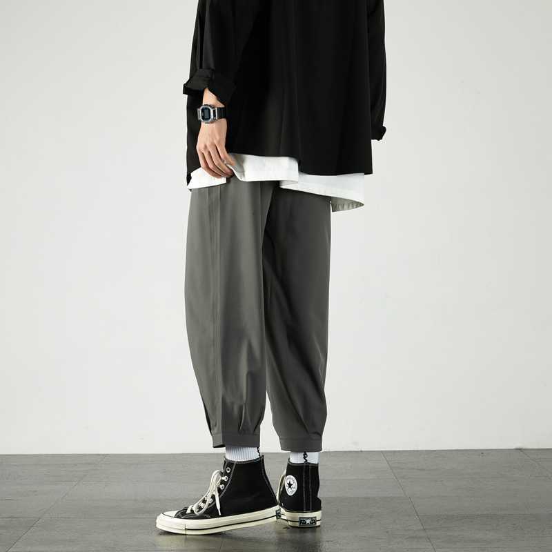 Single Road Mens Joggers Men Summer Solid Pants Straight Japanese Streetwear Trousers Casual Black Harem Pants For Men 210930