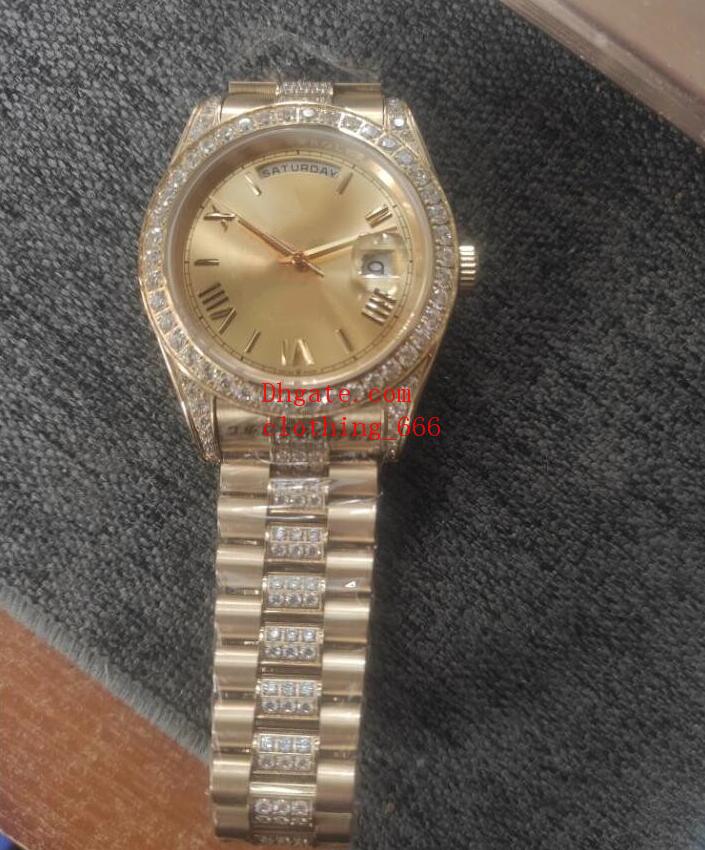 Watch Automatic movement 228238 Champagne Roman Dial 41mm Yellow Gold Diamond Bracelet Luxury Men's Watch Waterproof Original Box Paper, Watch 2
Watch Automatic movement 228238 Champagne Roman Dial 41mm Yellow Gold Diamond Bracelet Luxury Men's Watch Waterproof Original Box Paper, Watch 2