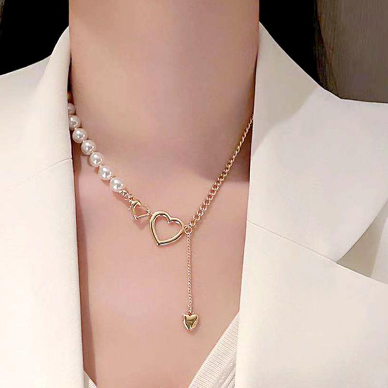 Pendant Necklaces Simple Design Heart Chocker Necklace Pearl Choker For Women Stylish Jewelry Gift