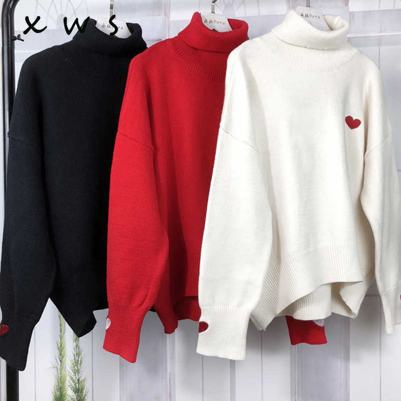 love embroidery turtleneck sweater autumn winter long sleeve thick kint pullover and sweater casual jumper female top 210604, Red
love embroidery turtleneck sweater autumn winter long sleeve thick kint pullover and sweater casual jumper female top 210604, Red