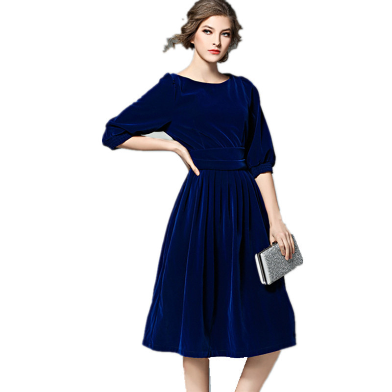 Arrival High Quality Runway Womens Velvet Dresses Winter Women Party Dress Vestidos Mujer 210520