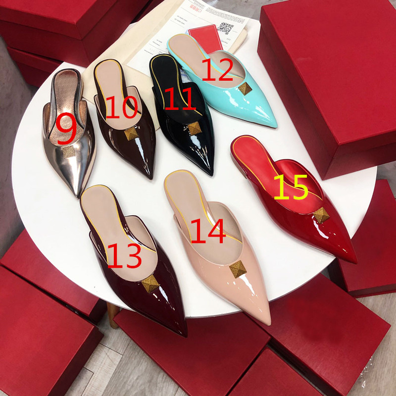 High quality womens fashion spring and summer new Baotou low heel patent leather half slippers solid color sandals primary color box 35-40, Colour 14
High quality womens fashion spring and summer new Baotou low heel patent leather half slippers solid color sandals primary color box 35-40, Colour 14