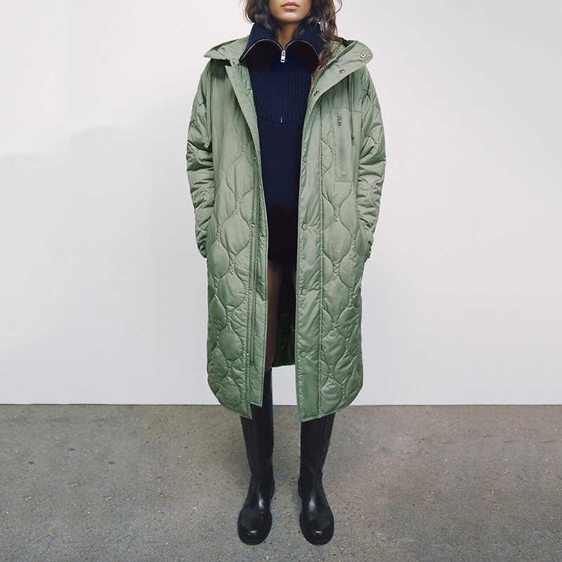 Sister Fara Winter Parka Warm Jacket Coat Women Solid Loose Long Hooded Overcoats Female Long Sleeve Outwear Windbreaker 210819