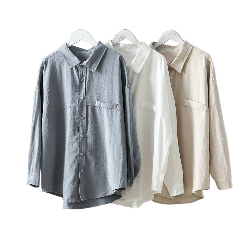 Blusas Camisas Mujer Long Sleeve Plus Size tops Solid Women Blouse Shirt Casual Loose Vintage Tops 6800 50 210427