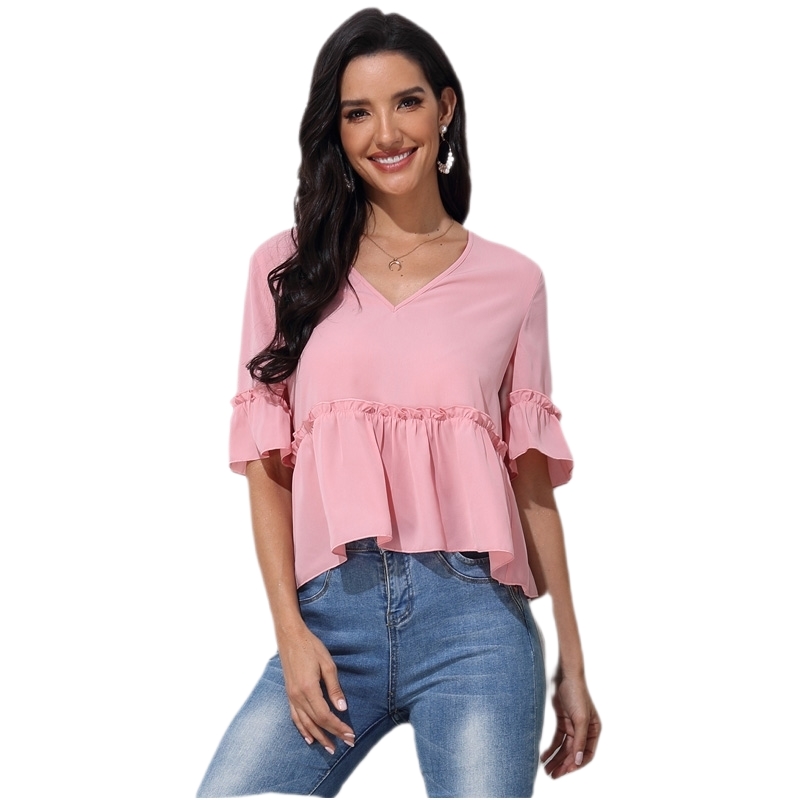 Women' Blouses and tops fashion clearance V neck flutter short sleeve pure pink color Pleated shirts summer harajuku y2k Top female fairy grunge shirt disney
Women' Blouses and tops fashion clearance V neck flutter short sleeve pure pink color Pleated shirts summer harajuku y2k Top female fairy grunge shirt disney