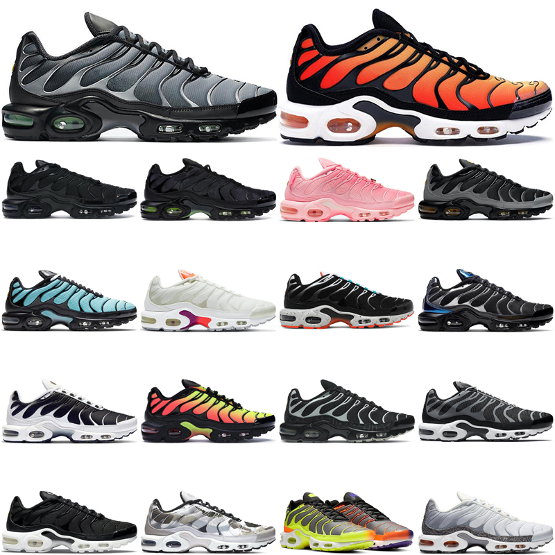 

classic men running shoes women tn yellow black wolf grey white volt voltage purple total orange sky blue scream green rainbow pink fade outdoor trainers, Black white 40-46