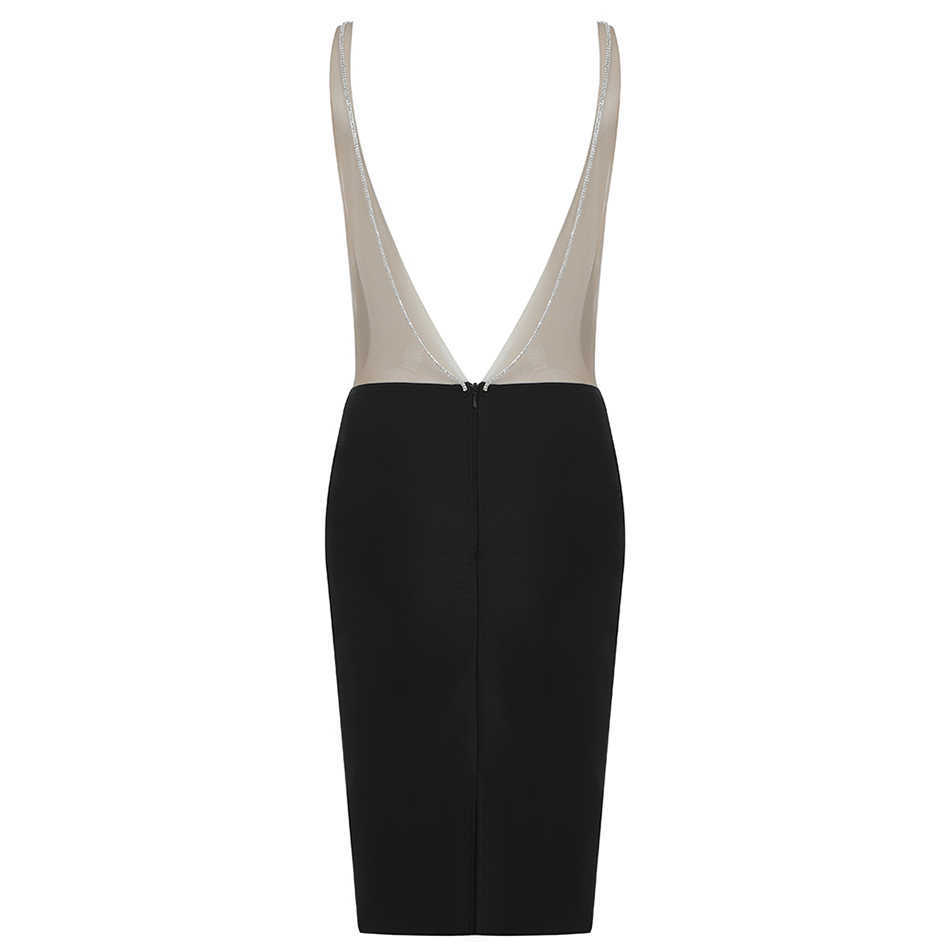 Ladies Dress High Quality Black Sexy Tight-Fitting Square Neckline, Backless Chain Fashion Bandage Party 210527