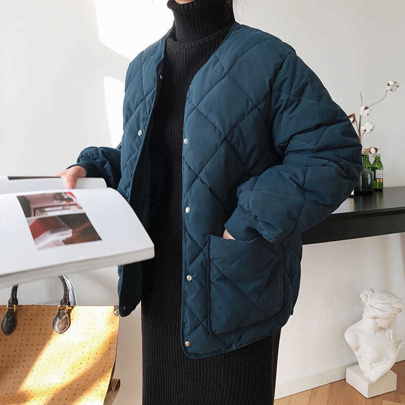 Womens Casual Coat Female Cotton-Padded Quilted Parka Jacket Down Cotton Padded Winter Coat Outwear Spring Autumn Winter 210830