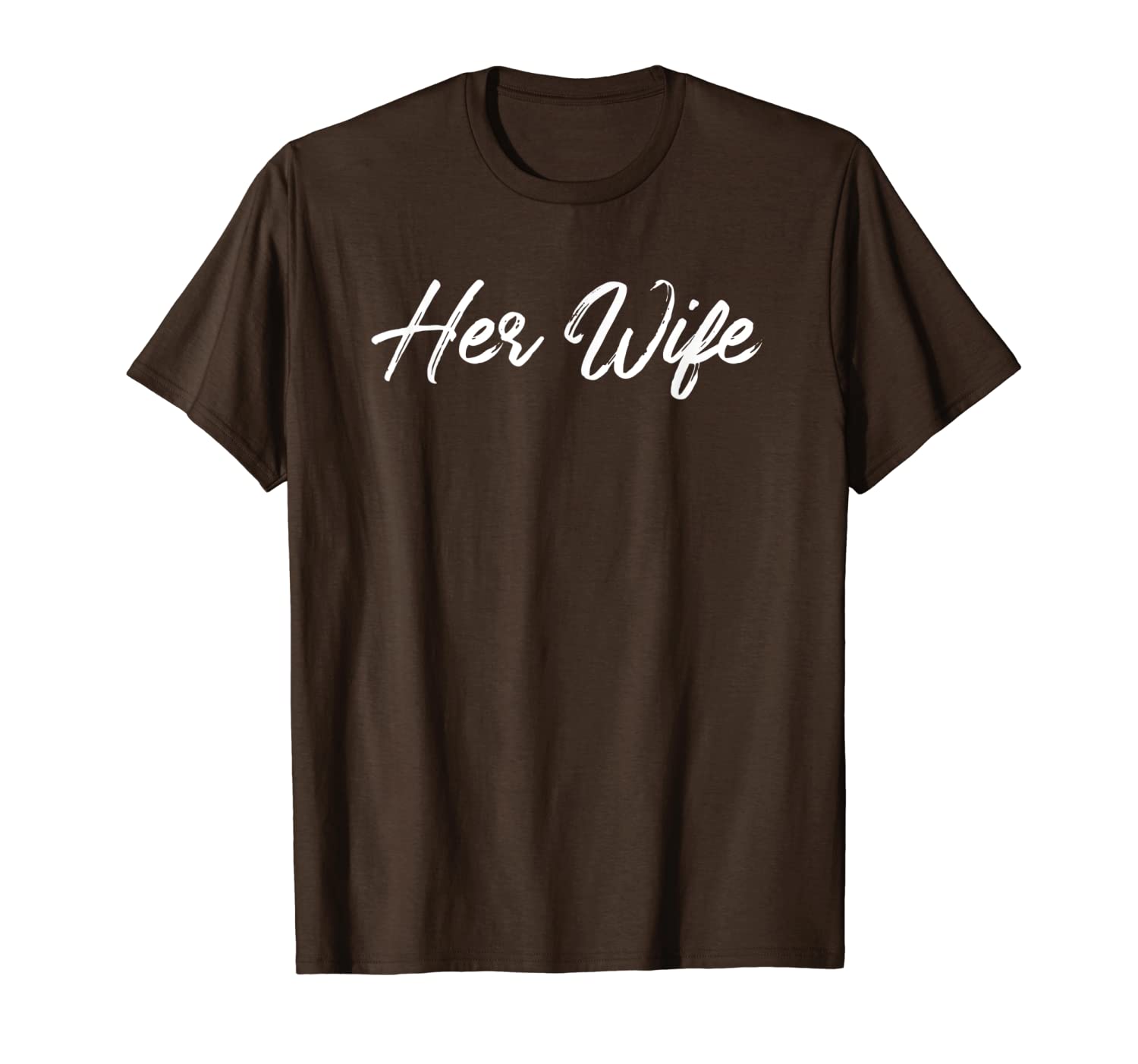 her wife lesbian cursive brush lettering matching couple t-shirt, White;black
her wife lesbian cursive brush lettering matching couple t-shirt, White;black