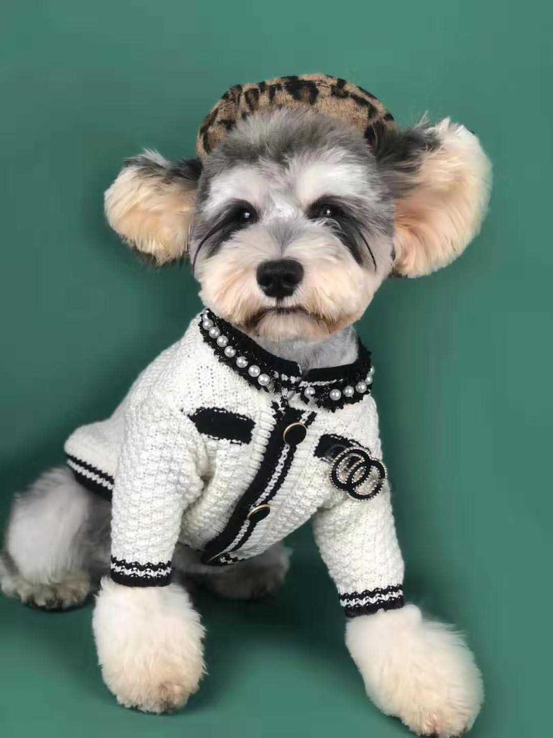 Dog Apparel Luxury Pet Clothes Warm Autumn Winter Cardigan Sweater Small Medium-sized Schnauzer Bomei Teddy Dog, High-end Clothing