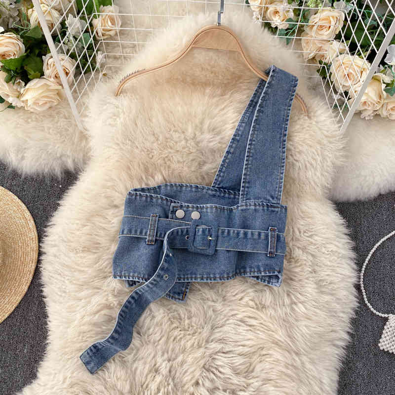 Nomikuma Spring Blouse Women Sets Puff Sleeve Medium-long Blusas Shirt + Demin Slim Waist Elegant Two Pieces Korean Suits 6D984 210427