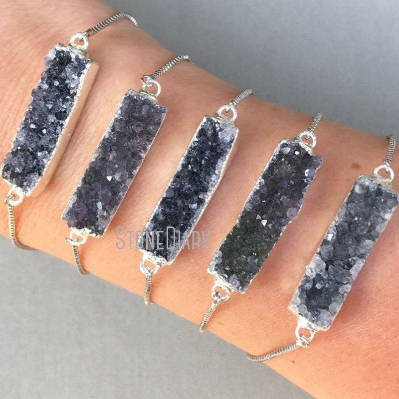 Link Chain BM31405 Purple Druzy Ametyst Bar Bracelet Silver Adjustable Cuff Box Rectangle JewelryLink
Link Chain BM31405 Purple Druzy Ametyst Bar Bracelet Silver Adjustable Cuff Box Rectangle JewelryLink