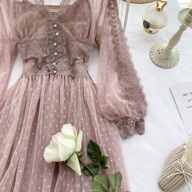 Korean Chic Vestidos De Fiesta Mesh See Through Dress Summer Fashion Elegant Robe Long Dresses Kobieta Sukienka