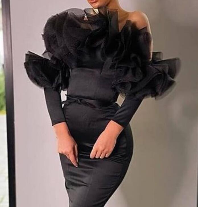 Plus Size Arabic Aso Ebi Stylish Mermaid Sexy Prom Dresses Simple Satin Long Sleeves Evening Formal Party Second Reception Gowns Dress ZJ366