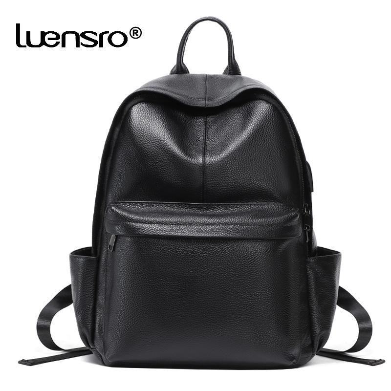 Backpack Men Soft Genuine Leather USB Charge Bagpack School Bags Boys Travel Bag Bookbag Male Laptop Sac A Dos, Black
Backpack Men Soft Genuine Leather USB Charge Bagpack School Bags Boys Travel Bag Bookbag Male Laptop Sac A Dos, Black