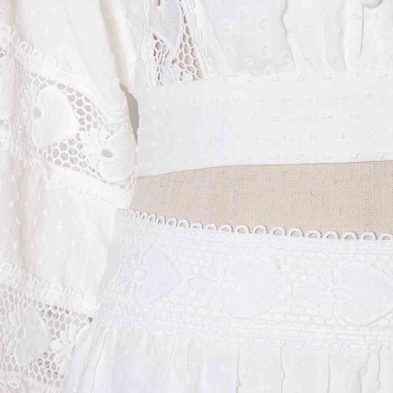 TWOTWINSTYLE Elegant Two Piece Set For Women Lapel Long Sleeve Short Tops High Waist Ball Gown Skirt Patchwork Lace Sets Female 210517