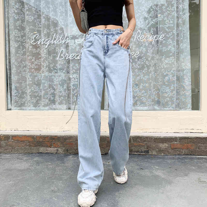 Spring Casual Jeans Woman Long Trousers Cowboy Female Loose Streetwear Hollow Out High Waist Pants ZA5824 210427