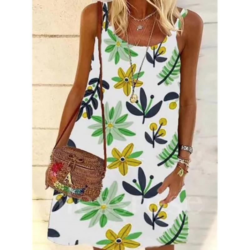 Casual Dresses Loose Large Size Fresh Vest Pullover Dress Selling 2021 Women's Summer Sleeveless Printed Skirt