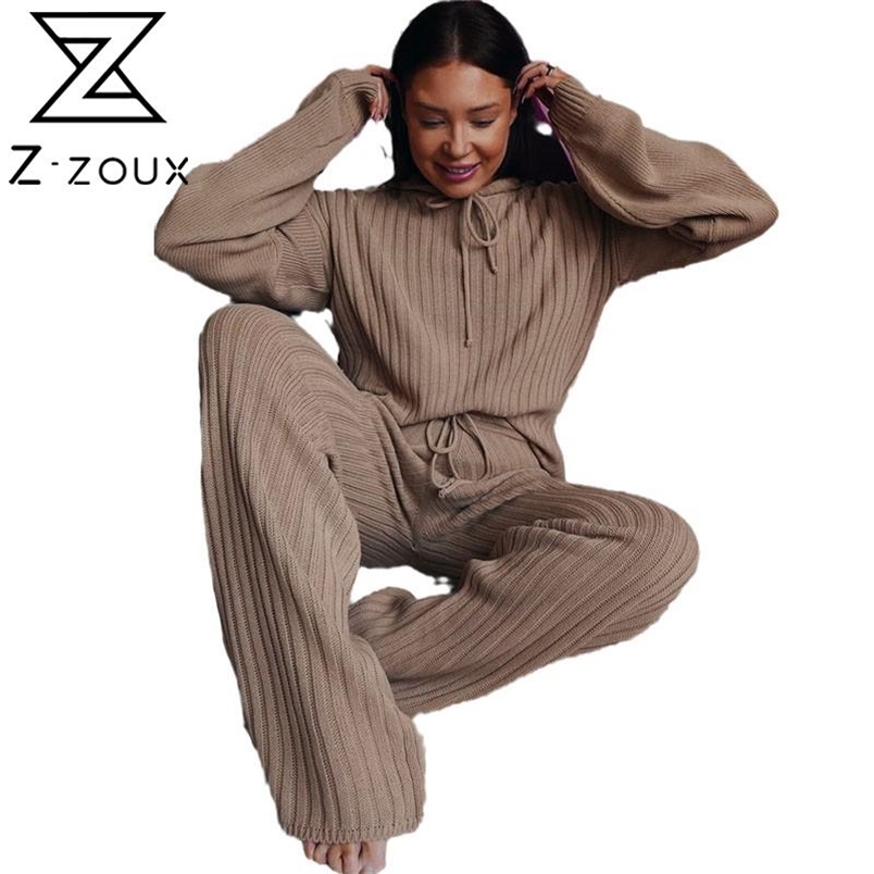 Women Suits Hooded Sweater Set Loose Casual Two Piece Top And Pants Fashion Ladies s Autumn 210513
