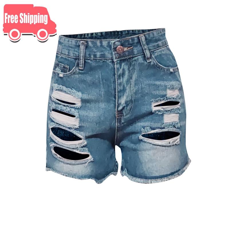 Women' Shorts Short Jeans For Women Summer Sexy Mid Waist Hole Ripped Casual Fashion Slim Lady Pants Streetwear, Blue
Women' Shorts Short Jeans For Women Summer Sexy Mid Waist Hole Ripped Casual Fashion Slim Lady Pants Streetwear, Blue
