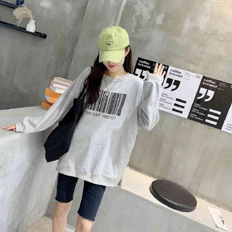 Autumn and winter sweater women's urban leisure Pullover Korean printed cotton medium long slim top, White
Autumn and winter sweater women's urban leisure Pullover Korean printed cotton medium long slim top, White