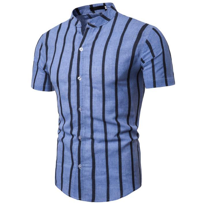 Stand collar Vertical Stripes Shirt for Men Cotton Linen Shirts Men Short-sleeved Blouse Male Summer New, White;black
Stand collar Vertical Stripes Shirt for Men Cotton Linen Shirts Men Short-sleeved Blouse Male Summer New, White;black