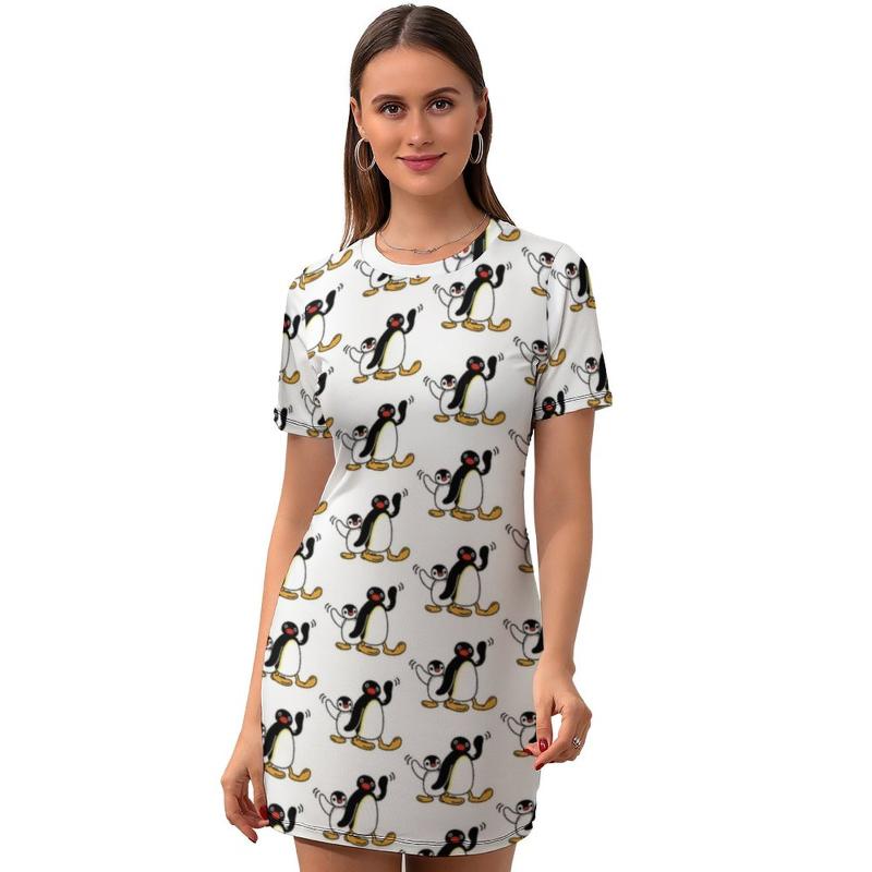 Casual Dresses Pingu Dress Short Sleeve Retro Polyester Bodycon Teen Printed Social One-Piece, White-style3
Casual Dresses Pingu Dress Short Sleeve Retro Polyester Bodycon Teen Printed Social One-Piece, White-style3