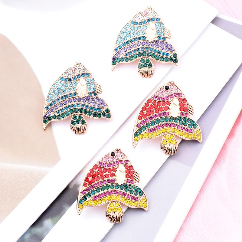 stud fish rhinestone rainbow color earrings for women bohemian animal fashion luxury jewelry girls party charm declaration gift, Golden;silver 
stud fish rhinestone rainbow color earrings for women bohemian animal fashion luxury jewelry girls party charm declaration gift, Golden;silver