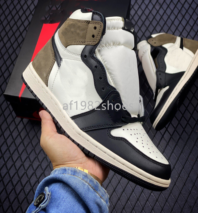 Mens Womens Sail Dark Mocha Travis Scotts 1s jumpman Basketball Shoes Design Authentic 1 High OG Sport Sneakers Trainers With Box, Blue
Mens Womens Sail Dark Mocha Travis Scotts 1s jumpman Basketball Shoes Design Authentic 1 High OG Sport Sneakers Trainers With Box, Blue