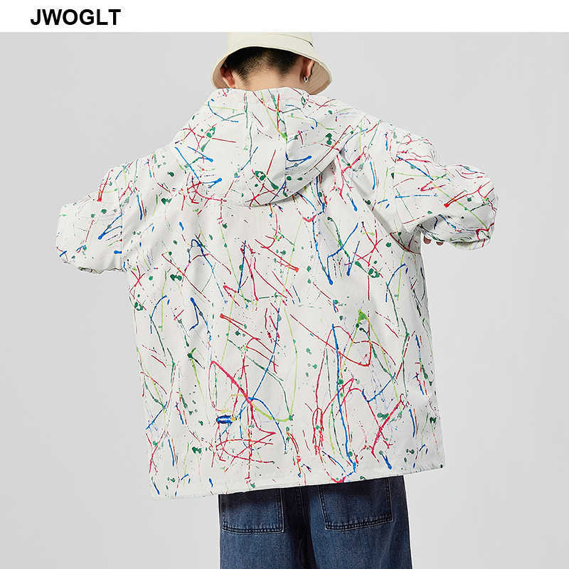 Autumn Harajuku Men's Zipper Hoody Bomber Jacket Male Casual Streetwear Loose Graffiti Printed Coats 4XL 5XL 210528