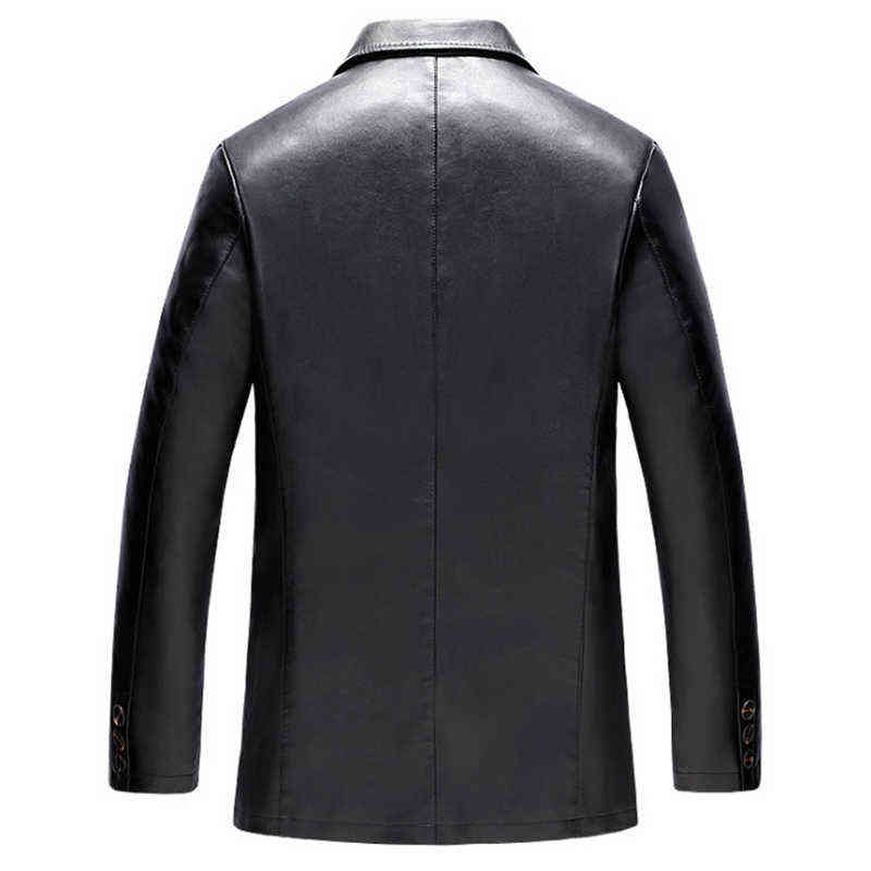 Spring Autumn Men's Leather Jacket Casual PU Blazer Jacket Male Single Breasted Slim Fit Mens Leather Jackets Coats Black Blue 211111