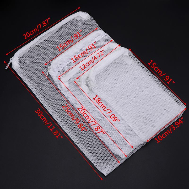 5 Stks/set Aquarium Filter Zak Aquarium Mesh Bag Zipper Net Vijver For Bio Bal Active Carbon Isolation Storage 5-meters