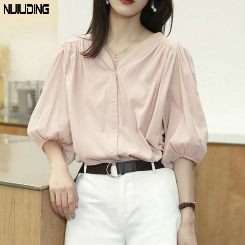 Blouses Women Plus Size Shirt Elegant Vintage Short Sleeve Chiffon s Woman's Clothes Blouse Tops 210514